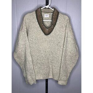 Vintage Cp Company Wool Blend Knit Jumper 90s Retro Cream Sweater Mens LG